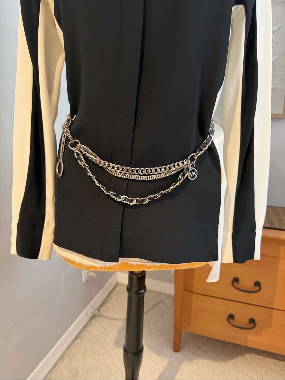Michael Kors Silver-Tone Double Chain Waist Belt